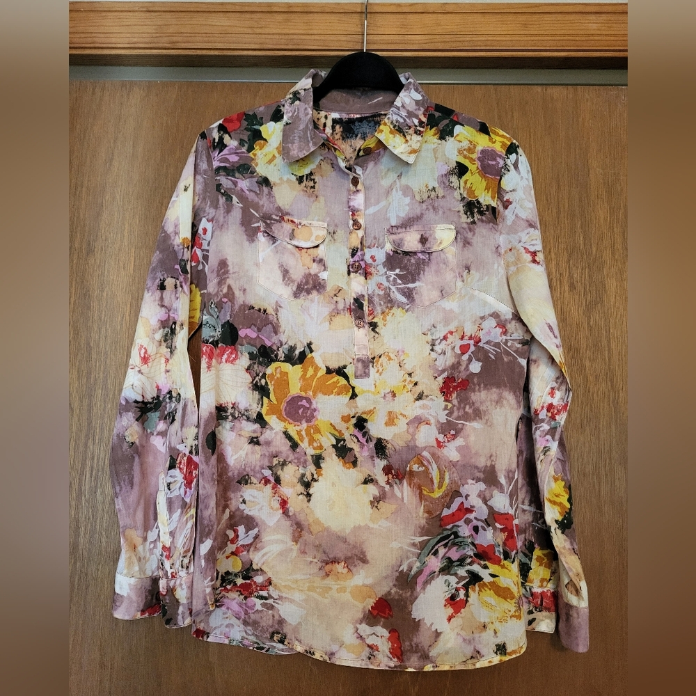 Anthrpologie Floral Long Sleeve Shirt, Ladies L